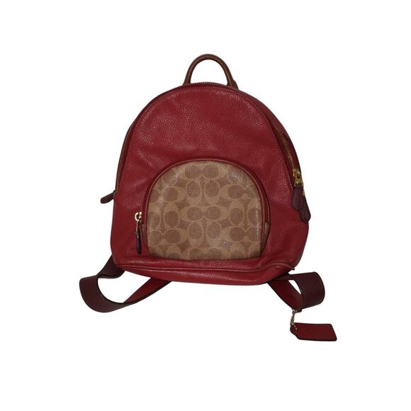 Coach 657 Carrie 23 Backpack Signature Colorblock Tan Red Apple Multi - Picture 4 of 14
